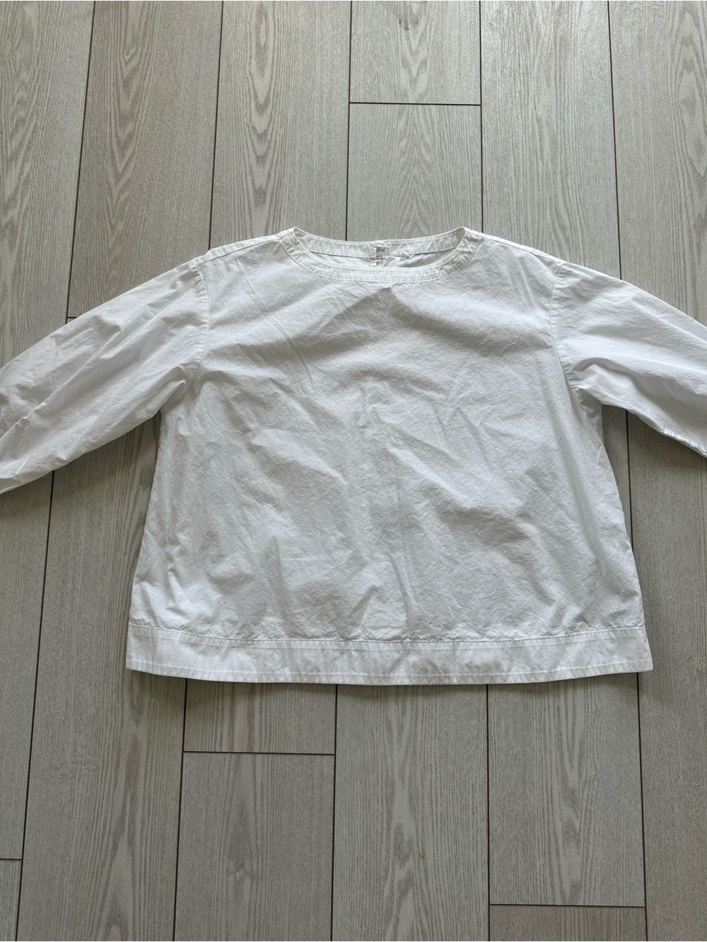 Muji White Cotton Long-Sleeve Boxy Top Oversized M